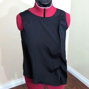Lauren Ralph Lauren| Black Sleeveless Blouse With Side Pleats